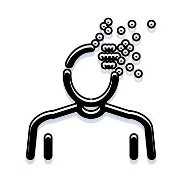 Human head losing memory and cognitive function Stock Illustration