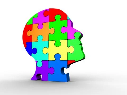 Human head made of puzzle Stock Illustration