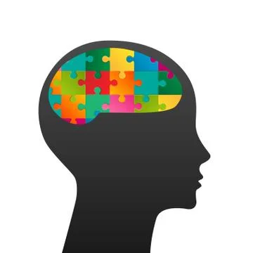 Human Head Made of Puzzle Stock Illustration