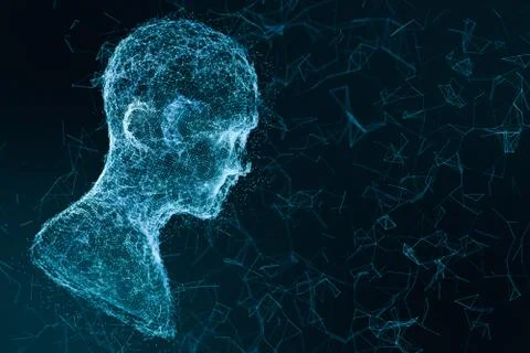 Human head made up of technological lines with the concept of Artificial Inte Stock Illustration