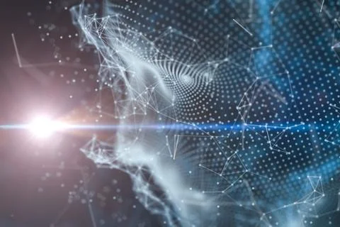 Human head made up of technological lines with the concept of Artificial Inte Stock Illustration
