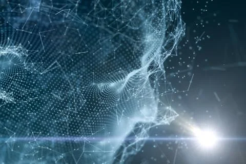 Human head made up of technological lines with the concept of Artificial Inte Stock Illustration