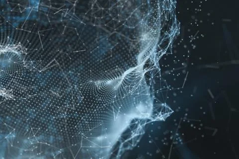 Human head made up of technological lines with the concept of Artificial Inte Stock Illustration