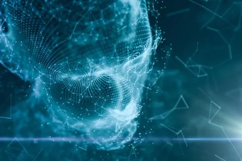 Human head made up of technological lines with the concept of Artificial Inte Stock Illustration