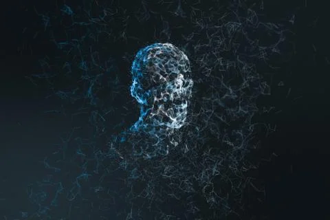 Human head made up of technological lines with the concept of Artificial Inte Stock Illustration