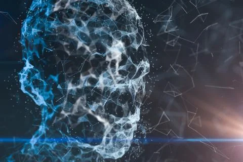 Human head made up of technological lines with the concept of Artificial Inte Stock Illustration