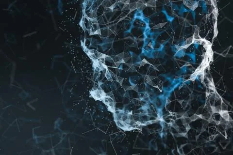 Human head made up of technological lines with the concept of Artificial Inte Stock Illustration