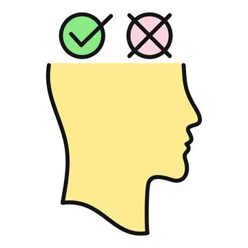 Human head making a decision between right or wrong 스톡 일러스트
