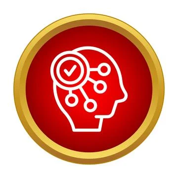 Human head managing multiple linked solutions with checkmark Stockillustratie