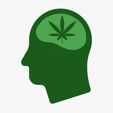 Human head with marijuana leaf inside vector icon Stock Illustration