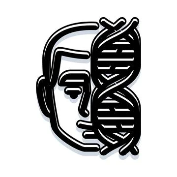 Human head merging with dna double helix イラスト素材