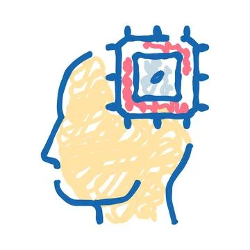 Human head with microchip implant representing artificial intelligence Stock Illustration