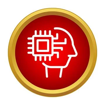 Human head with microchip representing artificial intelligence Stock Illustration