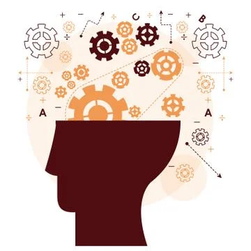 Human head mind gear memory mentality work Stock Illustration