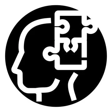 Human head with missing puzzle piece solution Stock Illustration