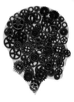 Human Head Model with Gears Stock-Fotos