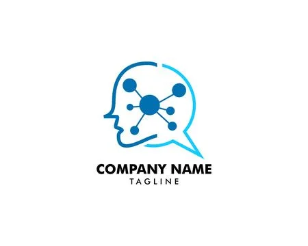Human head with molecule logo icon Stock Illustration