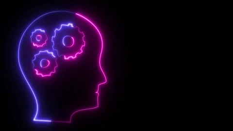 Human head neon line profile icon animation. Glowing neon line Human Head s.. Stock Footage 294228642