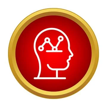 Human head with network analyzing data icon Illustrazione stock