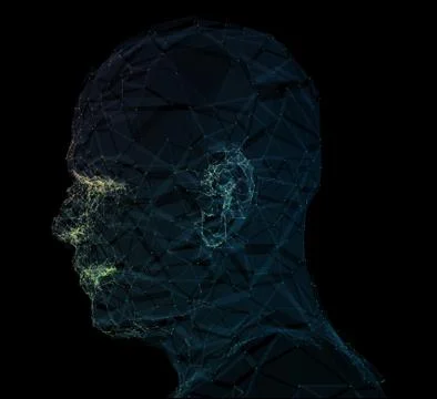 Human head network line abstract background. 3d illustration. Illustrazione stock