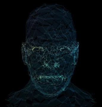 Human head network line abstract background. 3d illustration. Stock Illustration