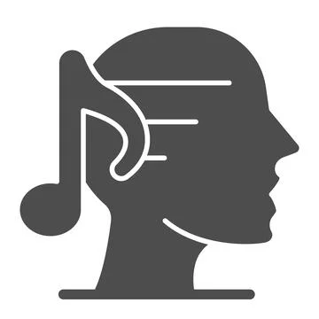Human head with note solid icon, creation concept, head glyph with a musical Illustrazione stock