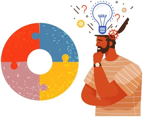 Human head open with question mark, gear, light bulb. Man creates new idea イラスト素材