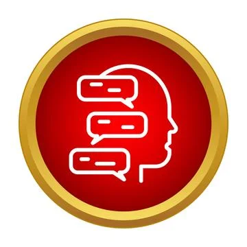 Human head with overlapping speech bubbles showing communication Stock Illustration