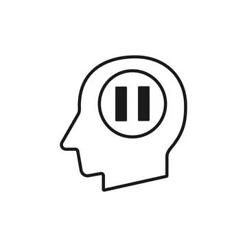 Human head with pause button silhouette vector illustration イラスト素材