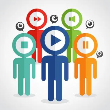 Human head play button Stock Illustration