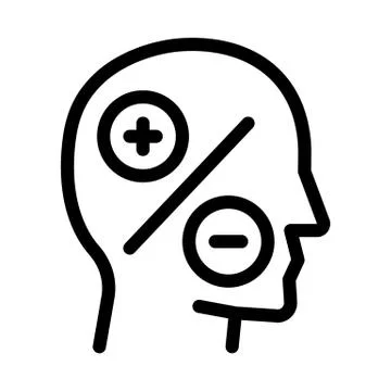 Human head plus minus icon vector outline illustration Illustrazione stock