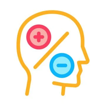 Human head plus minus icon vector outline illustration Stock Illustration