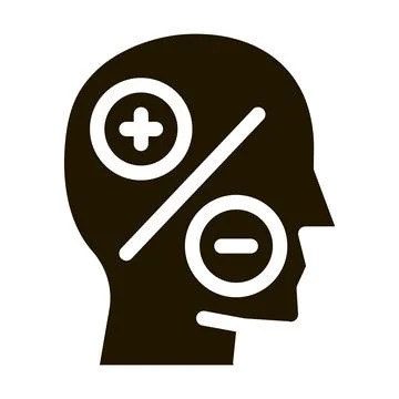 Human head plus minus icon Vector Glyph Illustration Illustrazione stock