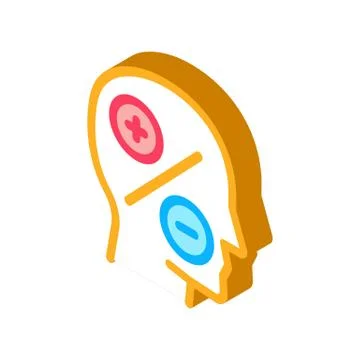 Human head plus minus isometric icon vector illustration 스톡 일러스트