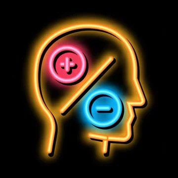 Human head plus minus neon glow icon illustration Stock Illustration