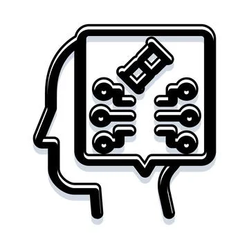 Human head processing artificial intelligence and deep learning Illustrazione stock