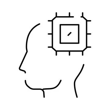 Human head with processor chip representing artificial intelligence イラスト素材