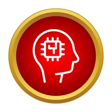 Human head with processor illustrating artificial intelligence Illustrazione stock