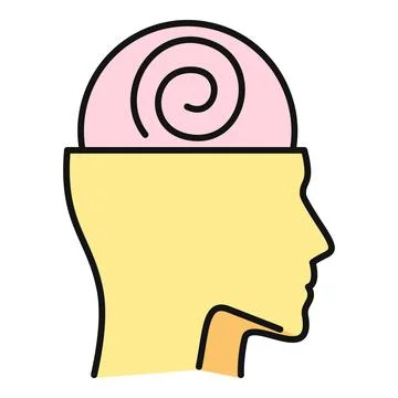Human head profile with abstract brain spiral Stock Illustration