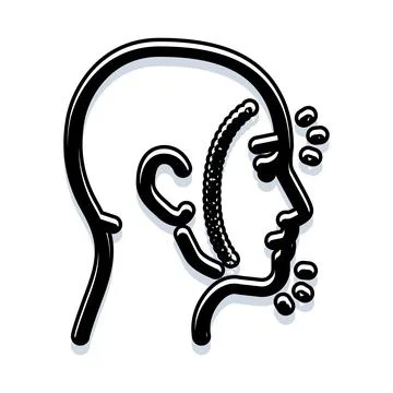 Human head profile with abstract line art concept Illustrazione stock