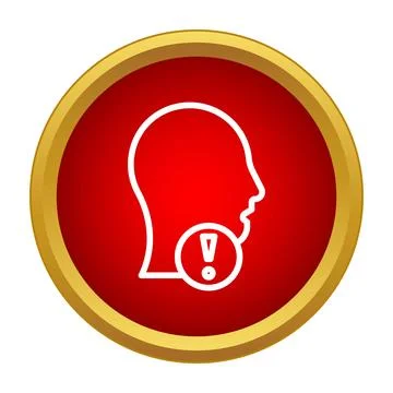 Human head profile with alert exclamation mark Stock Illustration