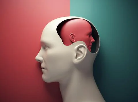 Human head profile and human head inside. Self development and coach concept. Stock Illustration