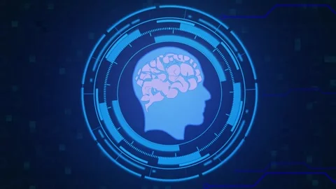 Human head profile animation displays brain silhouettes inside circles. Hea.. Stock Footage 341129282
