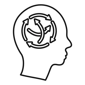 Human head profile with arrows thinking concept icon イラスト素材