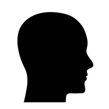 Human head profile black shadow silhouette vector illustration isolated on wh Stock Illustration