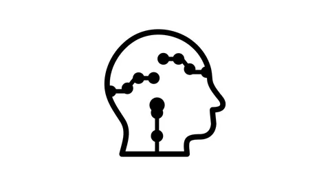 Human head profile with circuit nodes animation isolated on white background Stock Footage 338273416
