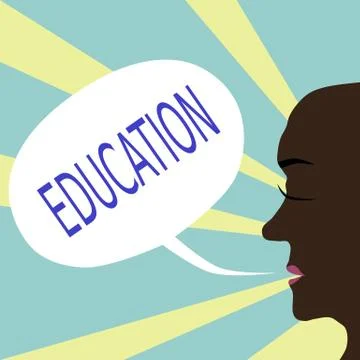 Human head profile with communication bubble with inscription education Stock Illustration