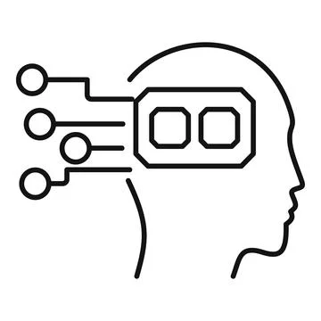Human head profile with a cpu processing information icon Illustrazione stock