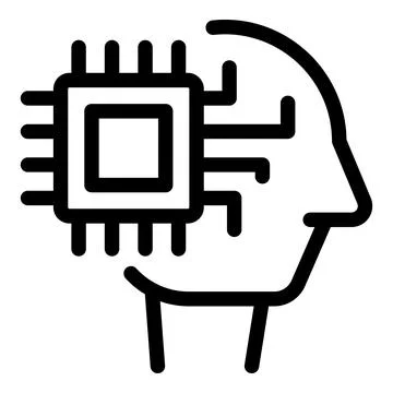 Human head profile with cpu showing artificial intelligence Stock Illustration