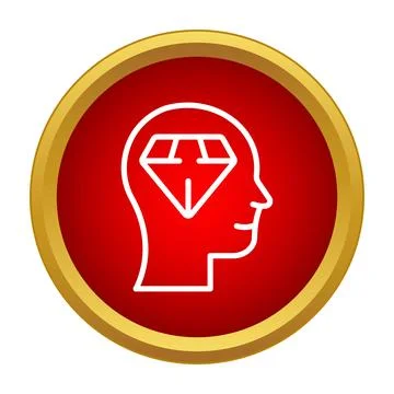 Human head profile with diamond inside brain icon Stock Illustration